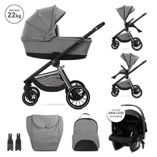 Lorelli Bianca 3az1-ben újszülött babakocsi Lorelli Aria Luxe hordozóval - Grey (2 doboz)