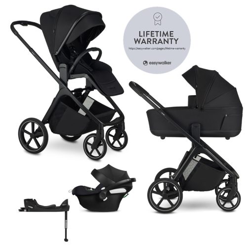 EASYWALKER Kombinált babakocsi Zoey Pure Black + CYBEX Aton B2 i-Size + bázis