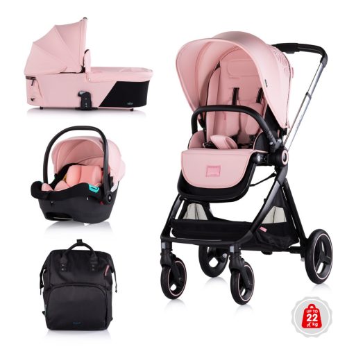 Chipolino Elite 3in1 multifunkciós babakocsi - Pink Marshmellow